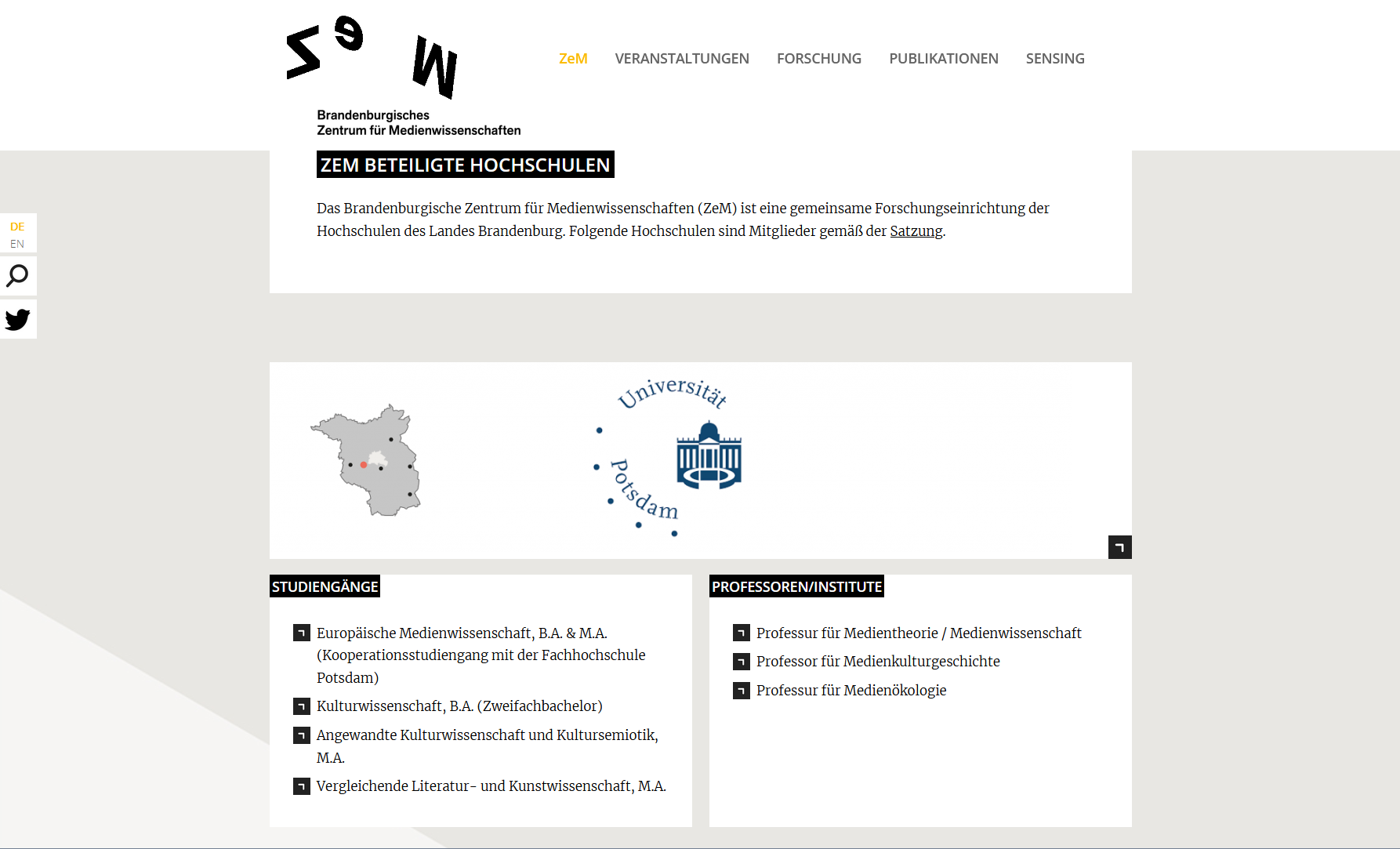 Relaunch der Website für das Brandenburgische Zentrum für Medienwissenschaften mit Wordpress