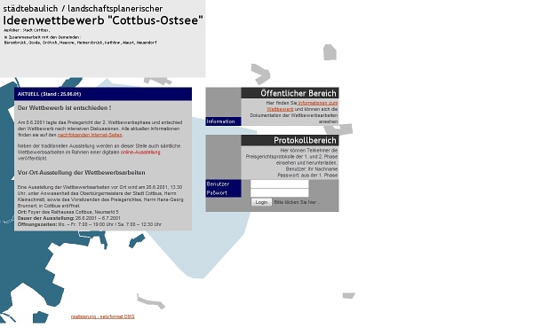 Internetportal zur Dokumentation und Begleitung des Wettbewerbs "Cottbus Ostsee".