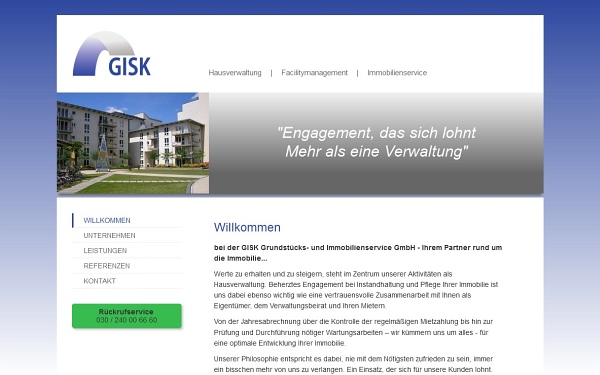 Webdesign und Internetauftritt für GISK Immobilienservice und Hausverwaltung