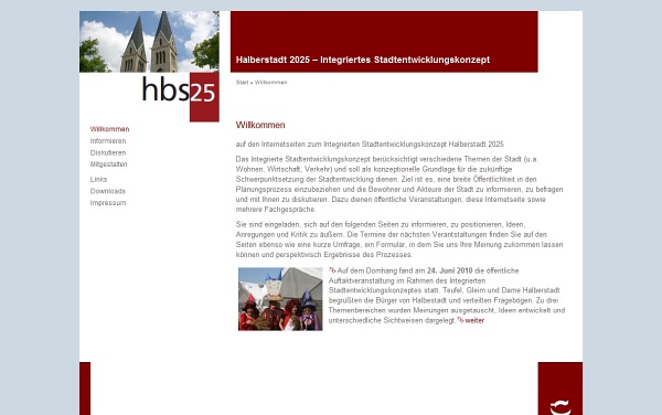 Internetauftritt mit CMS für das Stadtentwicklungskonzept 2025 Halberstadt