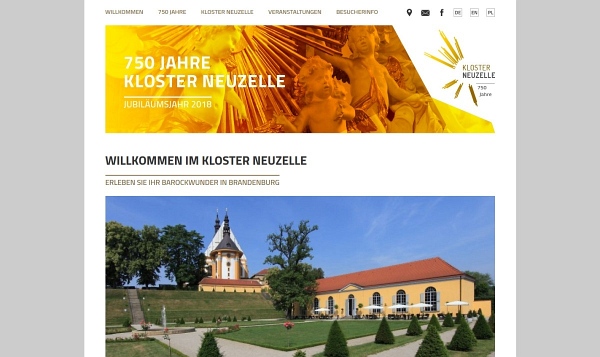 Website 750 Jahre Kloster Neuzelle mit Betreuung