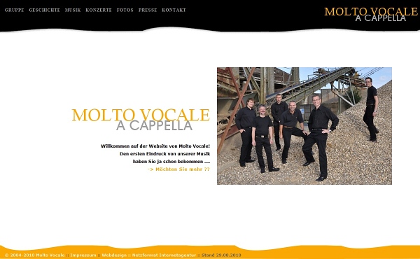 Internetauftritt mit Musikeinbindung für eine A Capella Gruppe