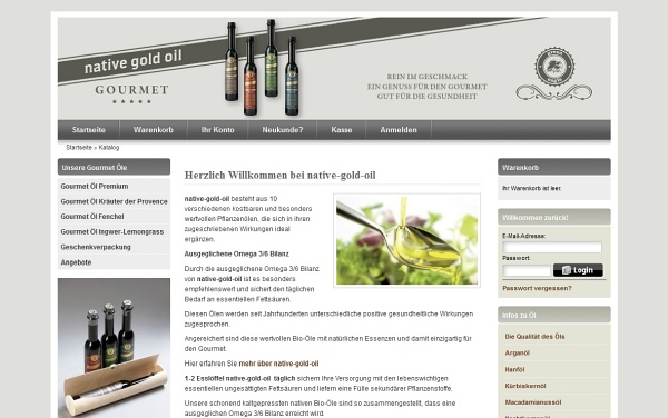 Webdesign, Programmierung, Onlinemarketing für einen Online-Shop für Gourmet-Speiseöle