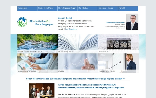 Konzept, Webdesign und Realisierung der Kampagnen-Website für Recyclingpapier