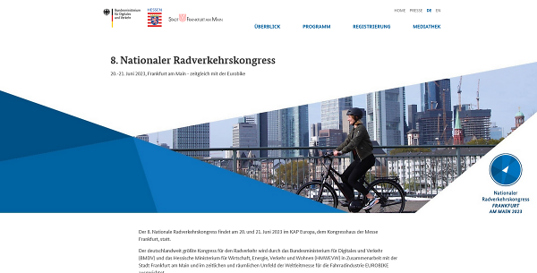 Website und Datenmanagement  für den Nationalen Radverkehrskongress des BMVI