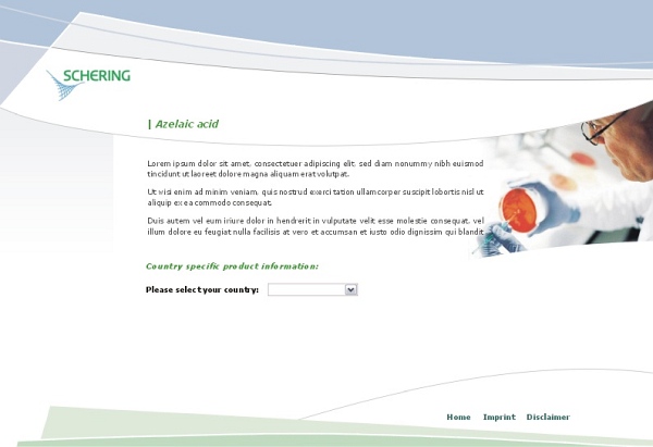 Webdesign - Entwurf für eine Produktwebsite der Schering AG