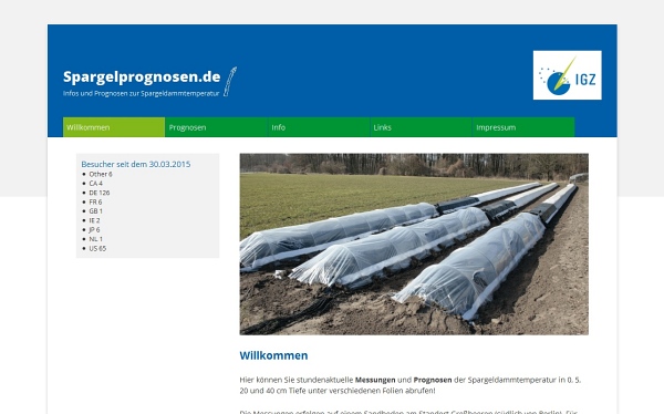 Website mit CMS zur Prognose von Spargeldammtemperaturen