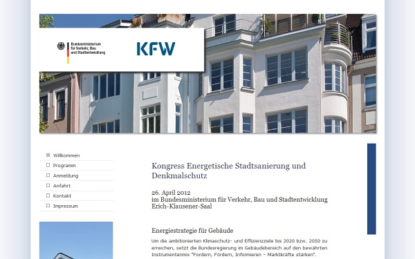 Internetauftritt mit Registrierung und Datenmanagement für die Fachveranstaltung "Energetische Stadtsanierung