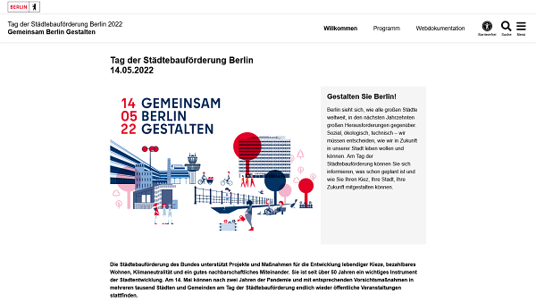 Website mit CMS zum Tag der Städtebauförderung Berlin