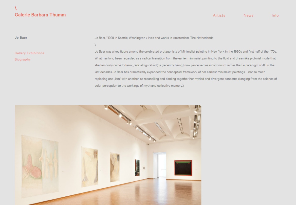 Website für die Kunstgalerie Barbara Thumm auf Basis von Wordpress als CMS