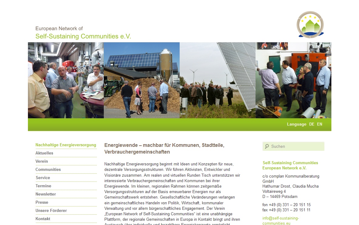 Internationales Portal mit CMS zur Förderung der Energiewende bei  Kommunen