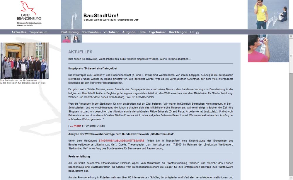 Screenshot 2: Online-Plattform zur Steuerung und Dokumentation des Wettbewerbs "Baustadtum