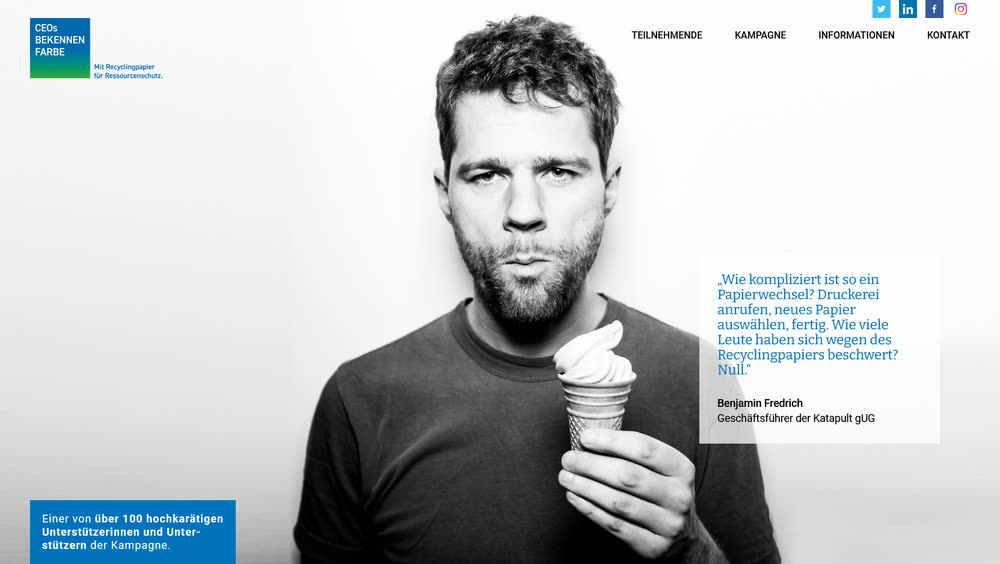 Screenshot 1: Relaunch der Kampagnenwebsite CEOs bekennen Farbe mit Wordpress