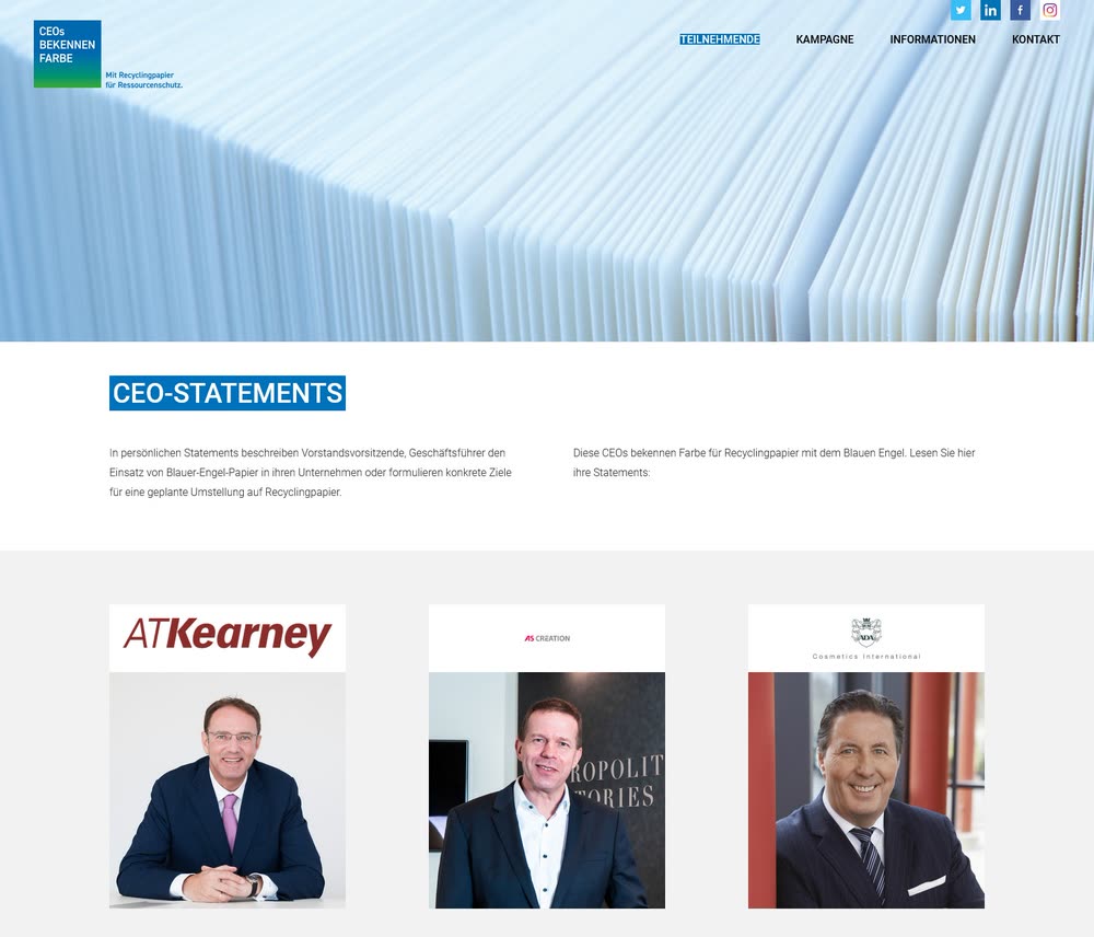 Screenshot 2: Relaunch der Kampagnenwebsite CEOs bekennen Farbe mit Wordpress