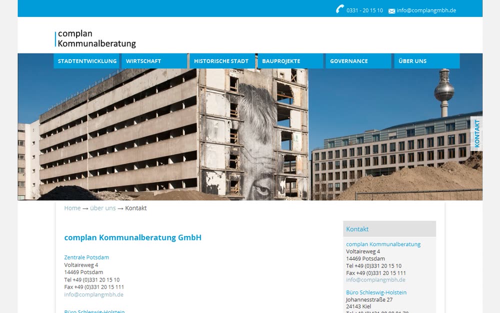 Screenshot 2: Relaunch Internetauftritt der complan GmbH mit Wordpress als CMS