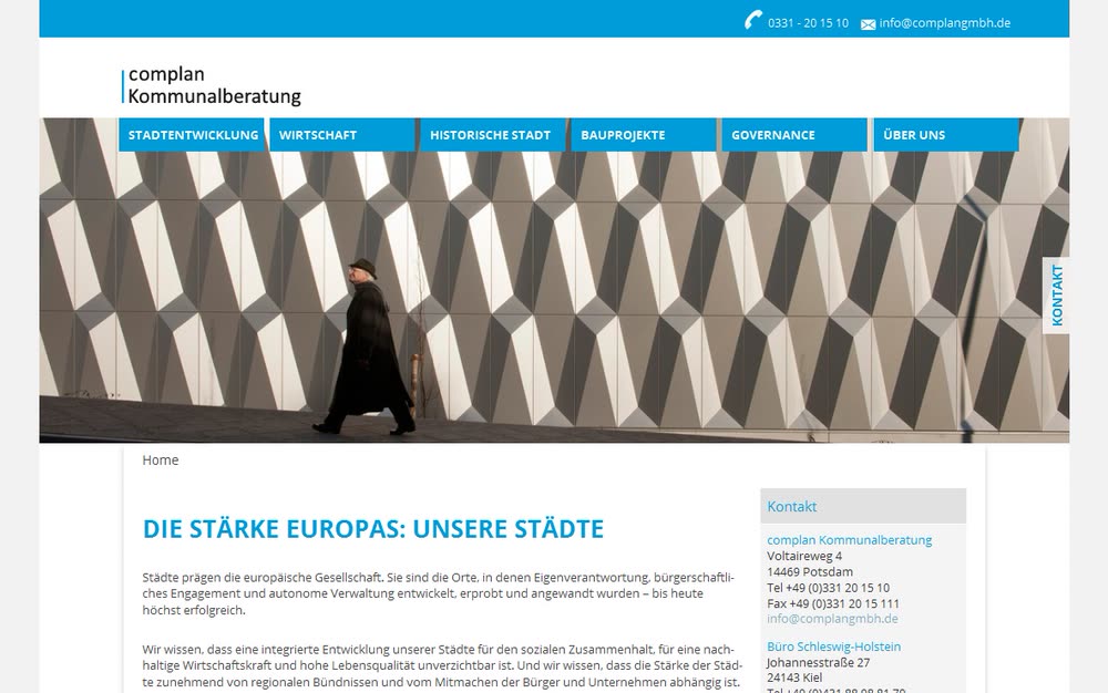 Screenshot 1: Relaunch Internetauftritt der complan GmbH mit Wordpress als CMS