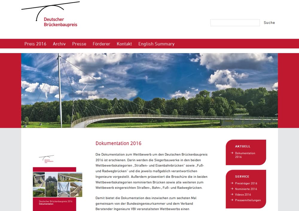 Screenshot 2: Relaunch, Hosting und Betreuung des Internetportals zum Deutschen Brückenbaupreis
