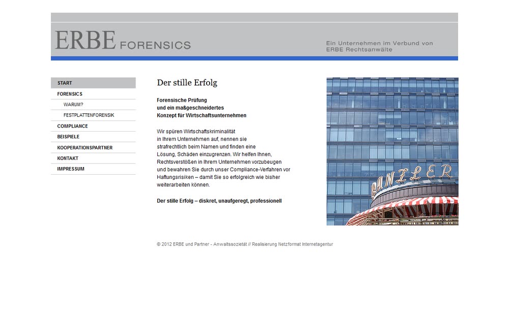 Screenshot 2: Internetauftritt mit Webdesign und CMS für eine Anwaltssozietät