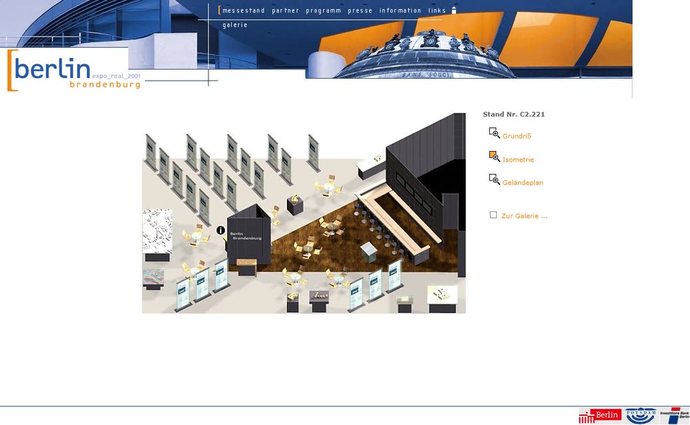 Screenshot 2: Internetauftritt zu einem Messestand der Länder Berlin und Brandenburg (Expo Real 2001).