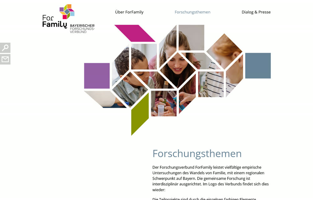 Screenshot 2: Designleistungen und Website für den Forschungsverbund ForFamily