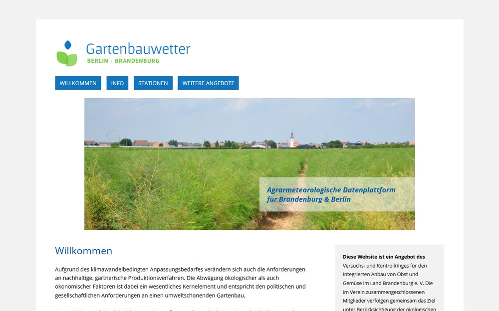Screenshot 1: Programmierung einer Plattform für die Visualisierung von Wetter- und Messdaten aus Berlin und Brandenburg