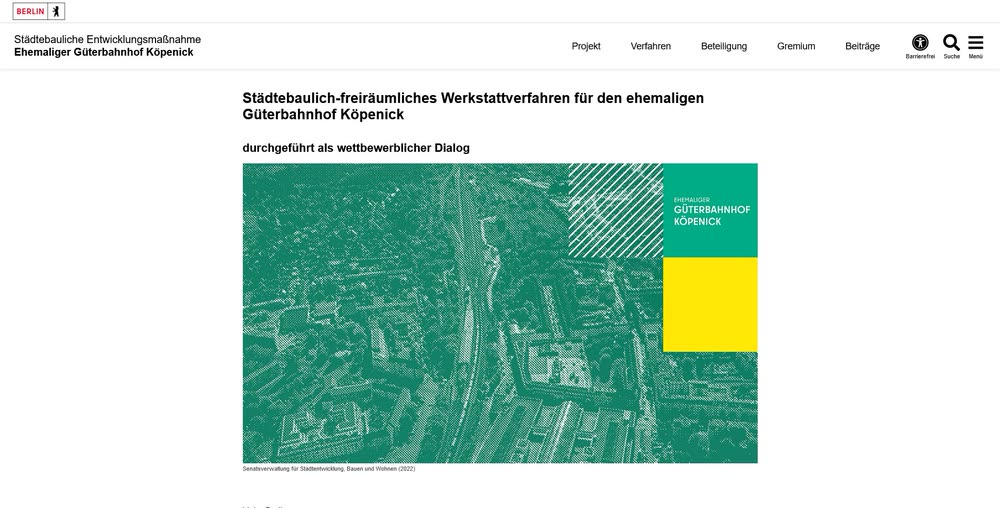 Screenshot 1: Website mit Wordpress für Städtebauliche Entwicklungsmaßnahme in Berlin