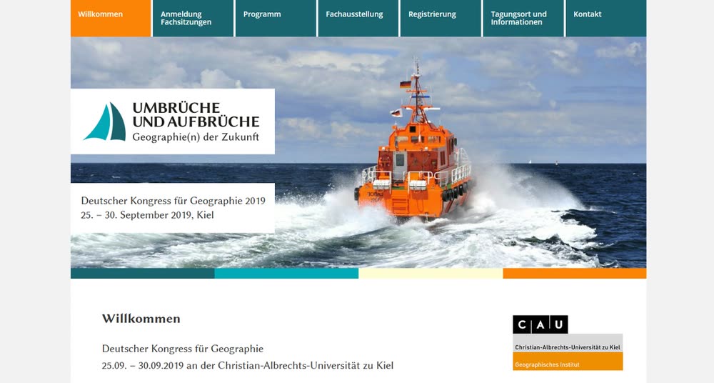 Screenshot 1: Website für den Geographiekongress 2019
