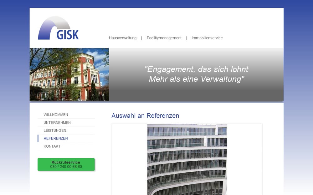 Screenshot 2: Webdesign und Internetauftritt für GISK Immobilienservice und Hausverwaltung