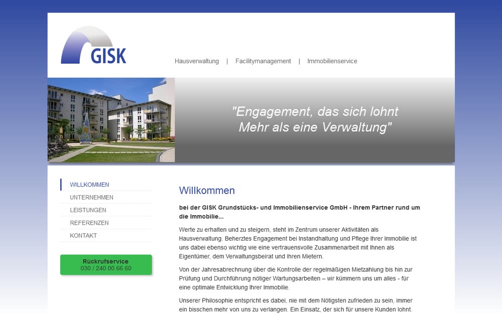 Webdesign und Internetauftritt für GISK Immobilienservice und Hausverwaltung