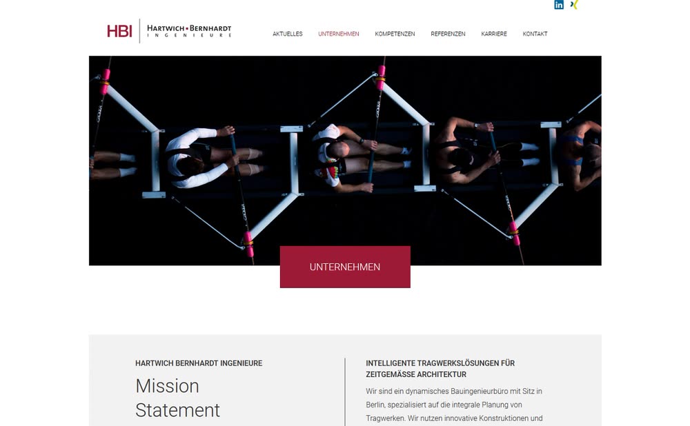 Screenshot 2: Website mit Wordpress für das Ingenieurunternehmen HBI