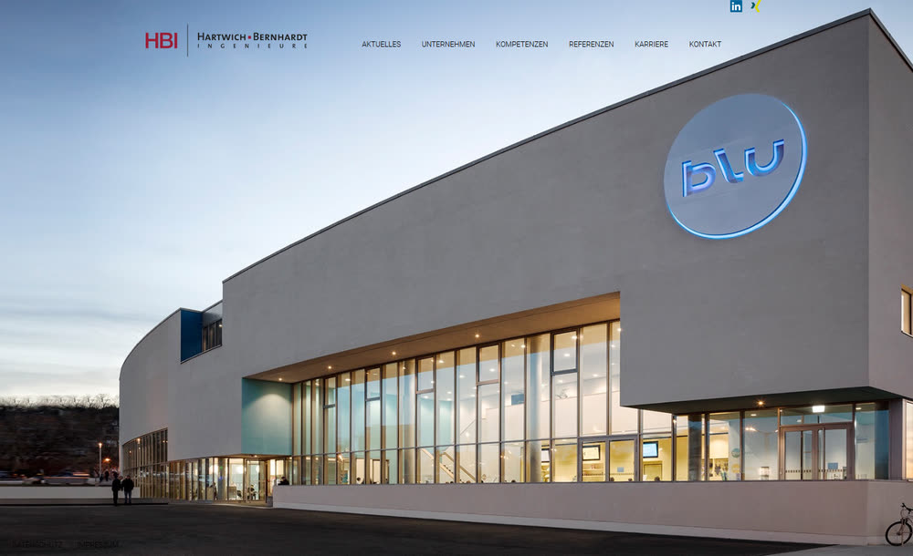 Screenshot 1: Website mit Wordpress für das Ingenieurunternehmen HBI