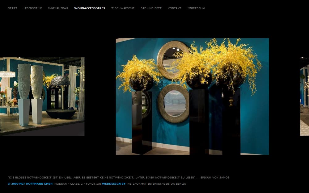 Screenshot 2: Internetauftritt mit Webdesign für exklusive Innenarchitektur