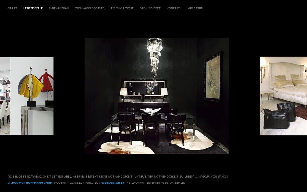 Screenshot 3: Internetauftritt mit Webdesign für exklusive Innenarchitektur