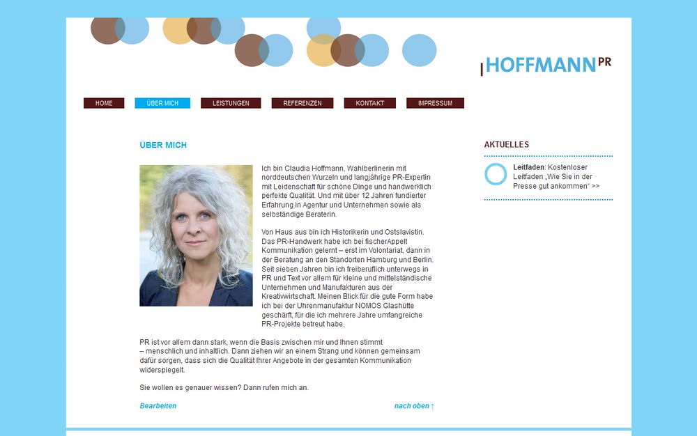 Screenshot 2: Realisierung Internetauftritt mit Wordpress als CMS
