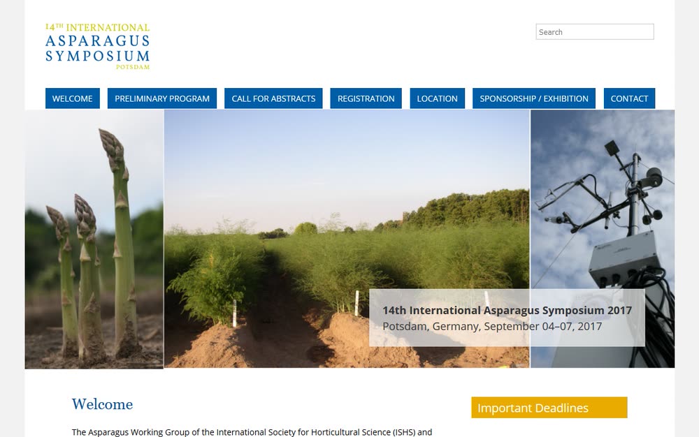 Screenshot 1: Webdesign und CMS für einen internationalen Kongress zur Spargelforschung