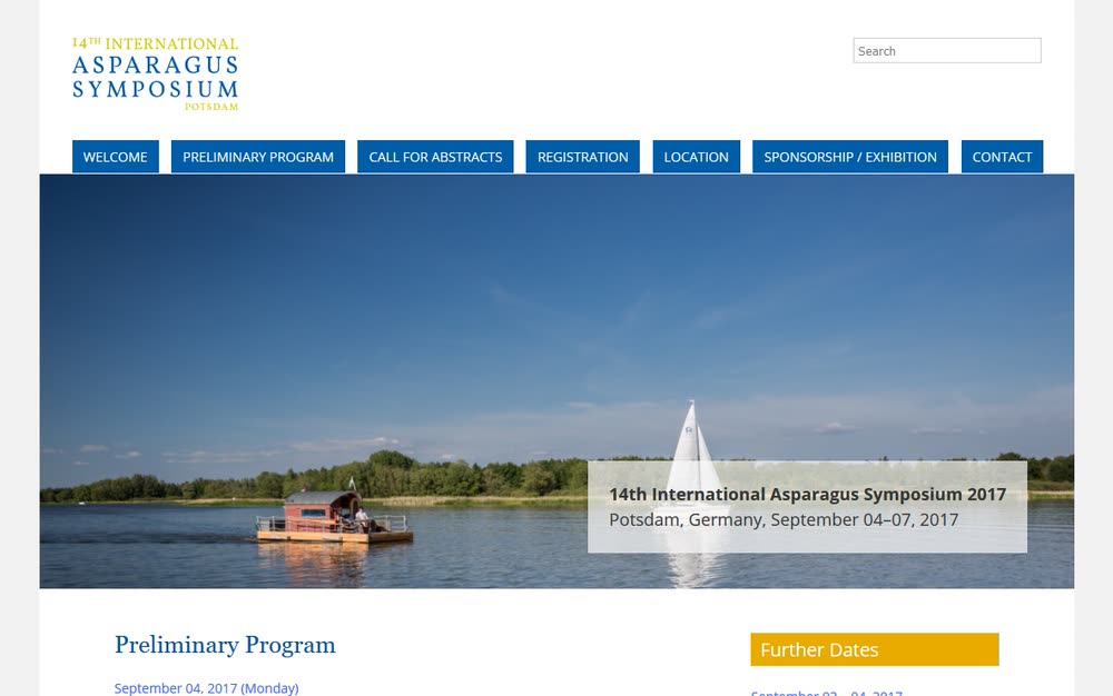 Screenshot 2: Webdesign und CMS für einen internationalen Kongress zur Spargelforschung