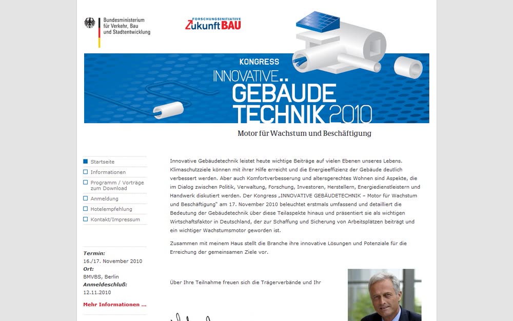 Screenshot 1: Webdesign, Internetauftritt und Online-Registrierung für einen Kongress