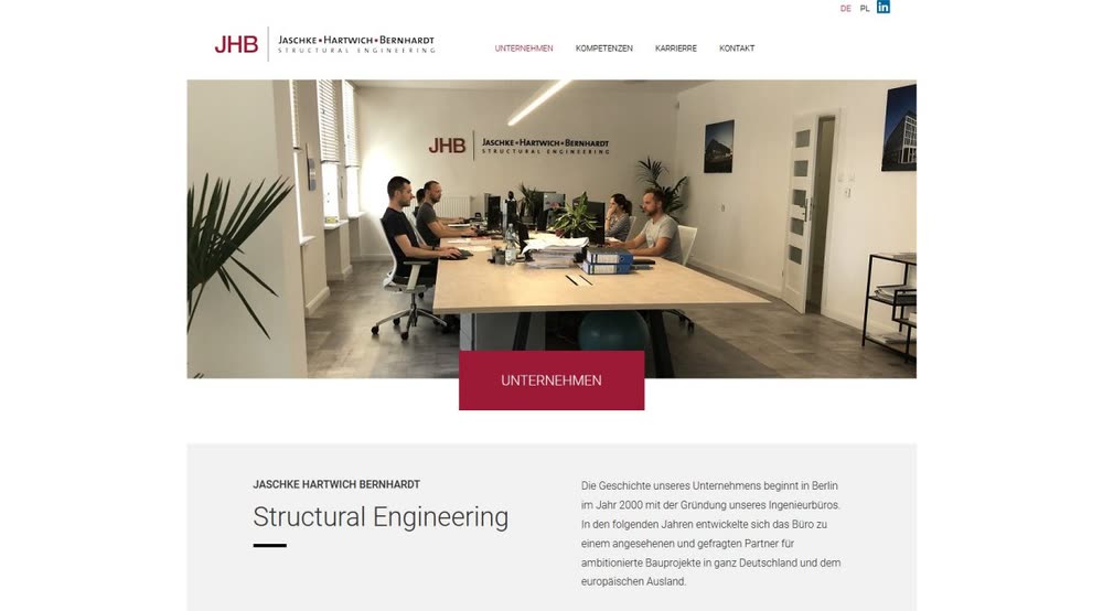 Screenshot 2: Website mit Wordpress für das Ingenieurunternehmen JHB