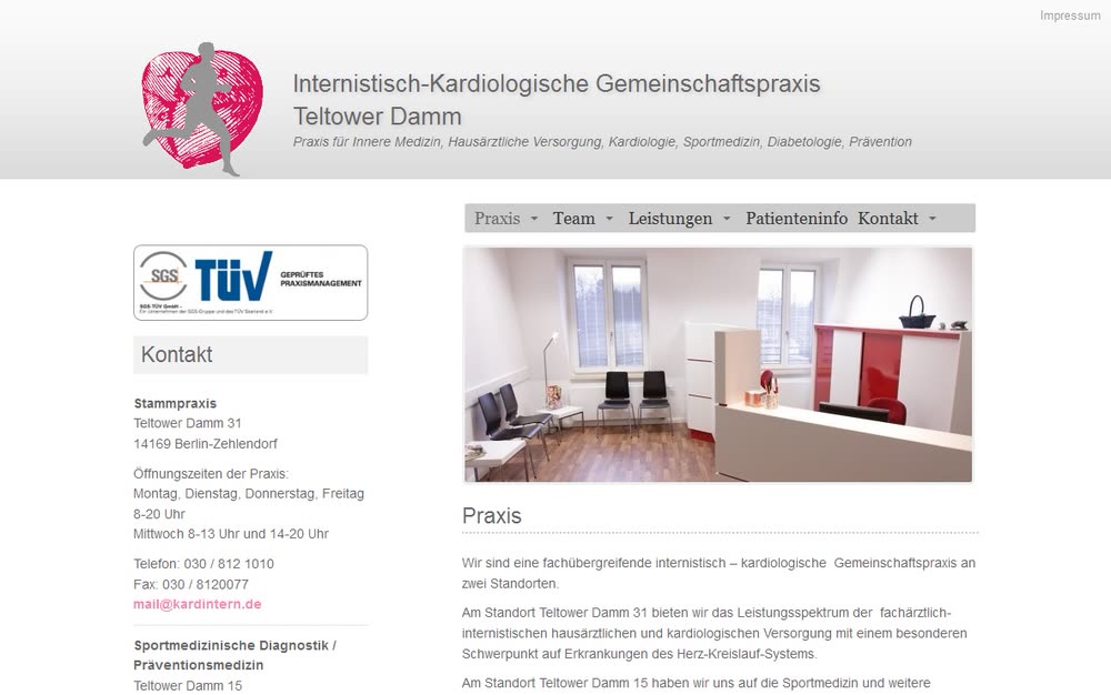 Screenshot 2: Internetauftritt mit CMS für eine Gemeinschaftspraxis