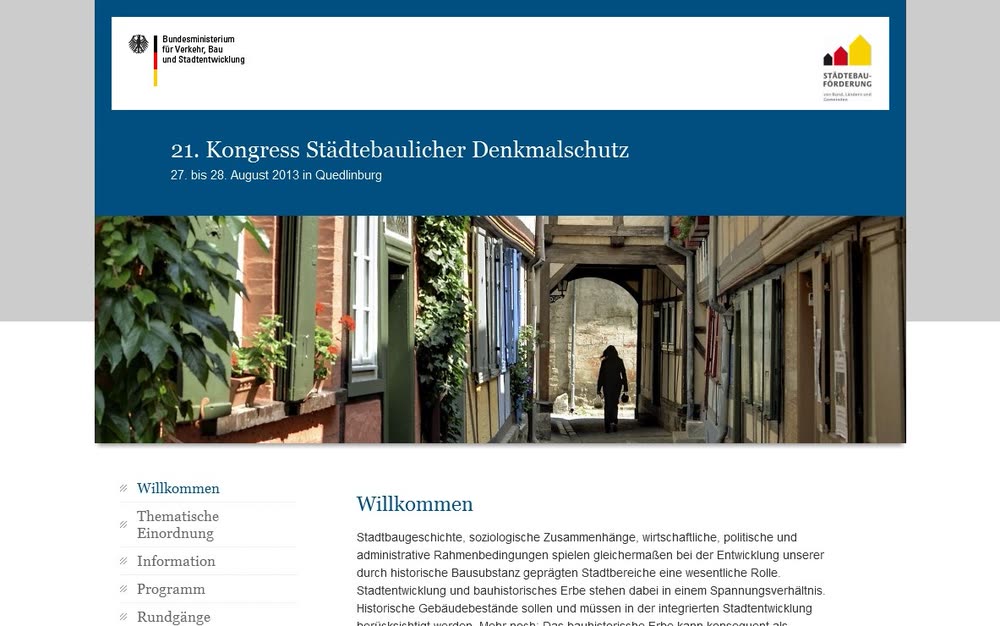 Screenshot 2: Website und Datenmanagement zum Kongress Städtebaulicher Denkmalschutz