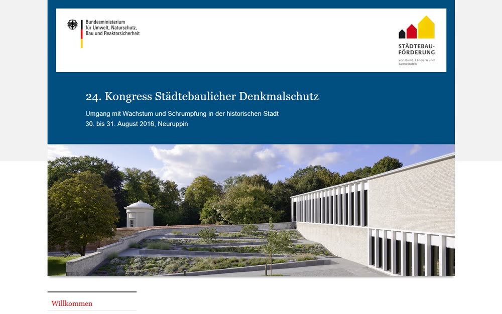 Screenshot 1: Website und Datenmanagement zum Kongress Städtebaulicher Denkmalschutz