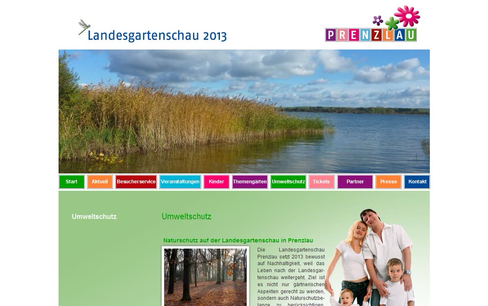 Screenshot 2: Offizieller Internetauftritt mit CMS für die LAGA Prenzlau 2013
