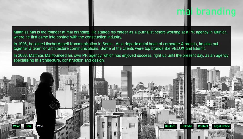 Screenshot 2: Realisierung einer Website für eine Branding-Agentur