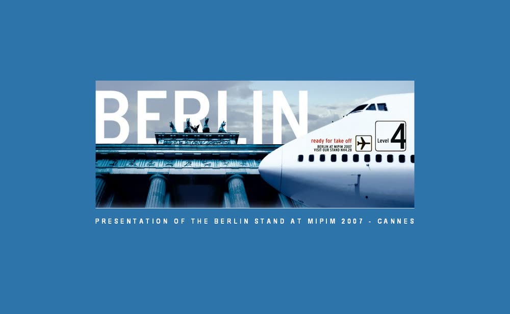 Internetauftritt zum Messestand Land Berlin auf der Immobilienmesse MIPIM