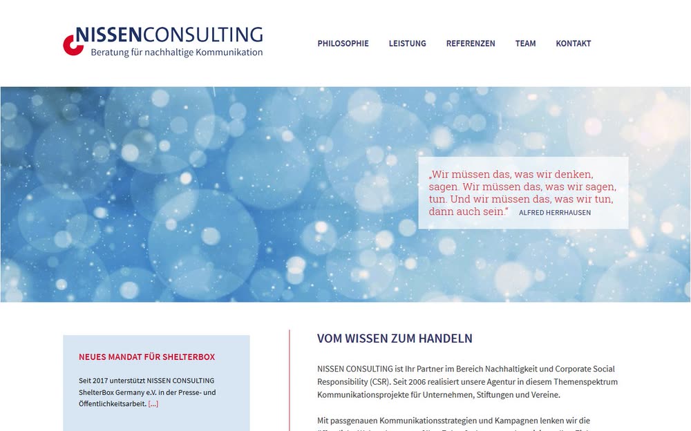 Screenshot 1: Webdesign und technische Umsetzung einer Website mit Wordpress für ein Consulting-Unternehmen