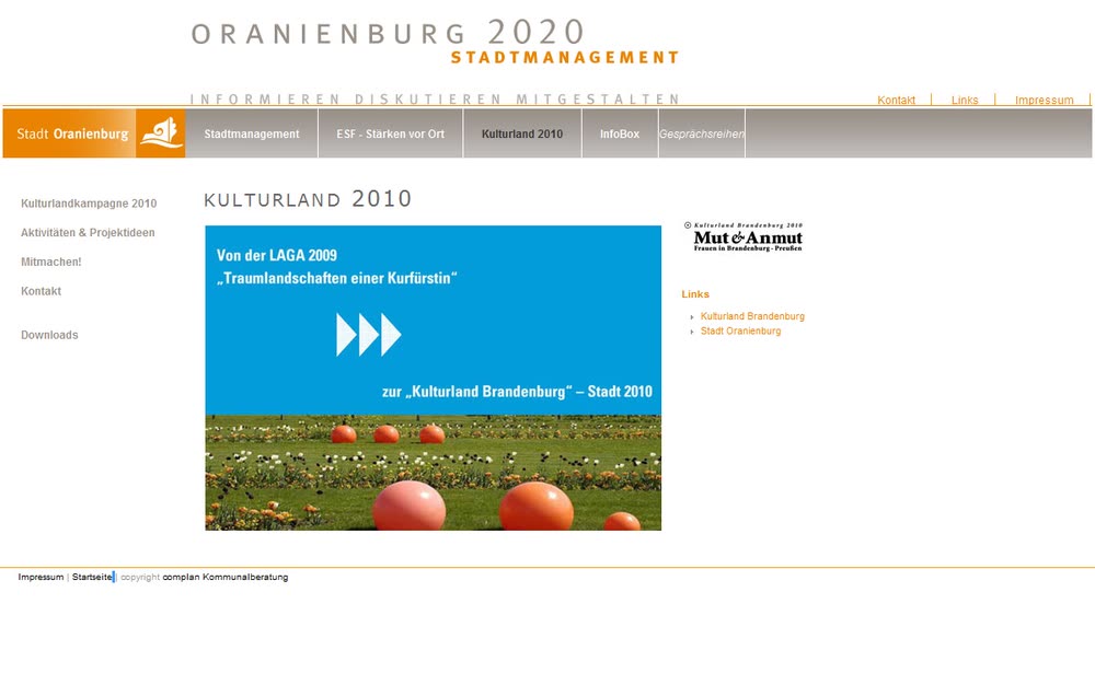 Screenshot 1: Relaunch Internetauftritt mit Migration auf ein CMS und Schulung