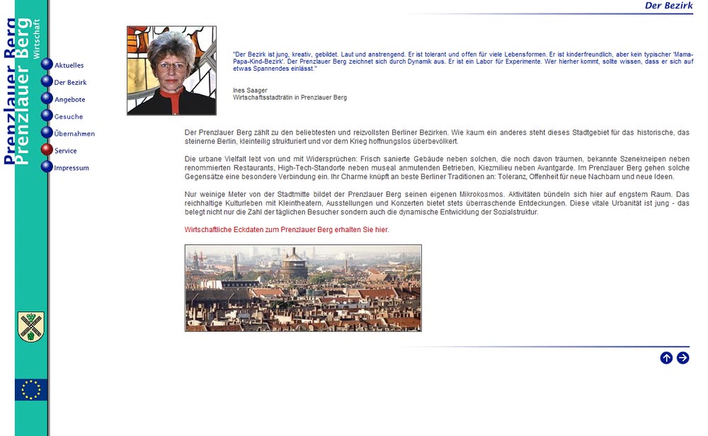 Screenshot 2: Internetauftritt zur Vermarktung von Gewerbeimmobilien im Bezirk Prenzlauer Berg