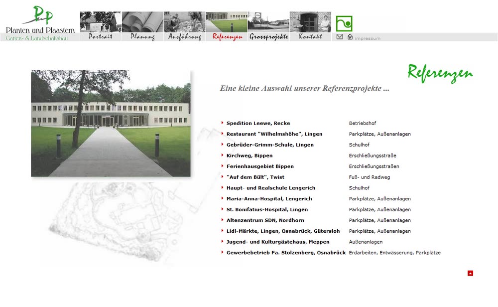 Screenshot 2: Internetautritt mit ausführlicher Fotodokumentation (Galabau)