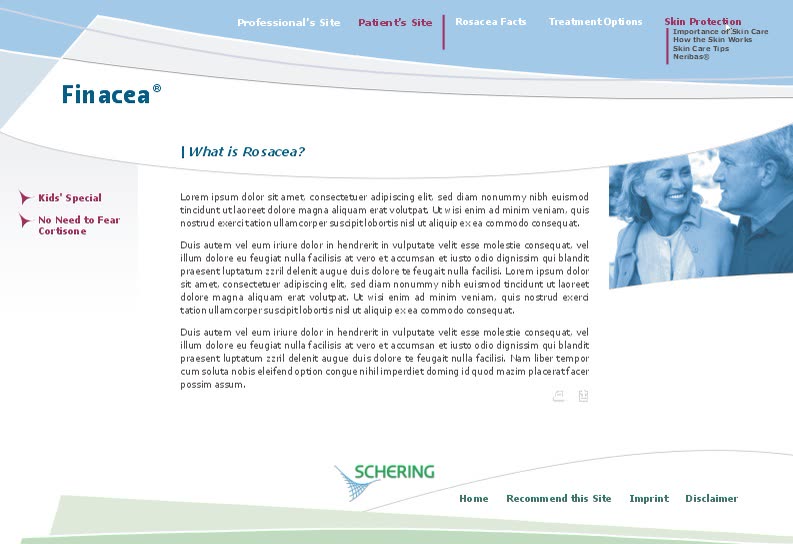 Screenshot 2: Webdesign - Entwurf für eine Produktwebsite der Schering AG