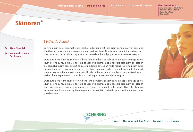Screenshot 3: Webdesign - Entwurf für eine Produktwebsite der Schering AG